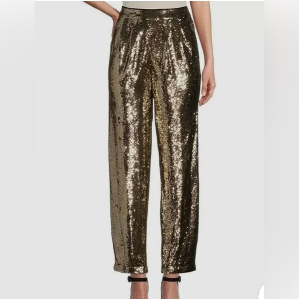 Antonio Melani Geri Squin Satin Flat Front Ankle Pants